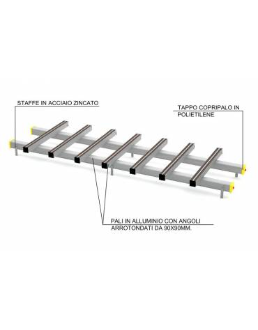 Attrezzatura a binario realizzata in alluminio - cm 305x100x25h