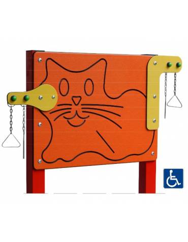 Pannello didattico con sagoma gatto, con pali in alluminio e pannello in HDPE - cm 135x14x132h