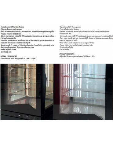 Vetrina espositiva verticale refrigerata con struttura a vetro portante e ripiani in cristallo mm 710x700x1910h