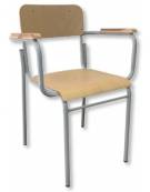 SEDIA POLTRONCINA PER INSEGNANTI CON SEDUTA, SPALLIERA E BRACCIOLI IN FAGGIO - STRUTTURA TUBO Ø 25 MM