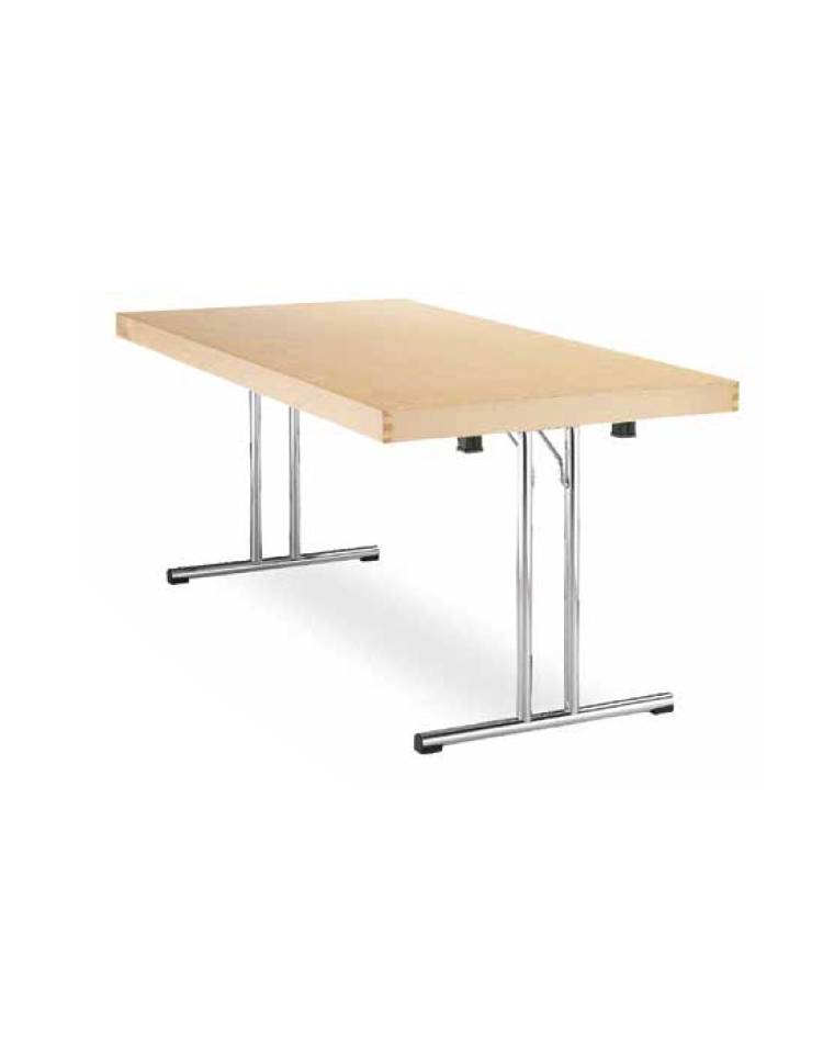 Tavolo pieghevole con piano in legno truciolare nobilitato con bordo in ABS  - Struttura in acciaio cromato - CM 180X80X72H