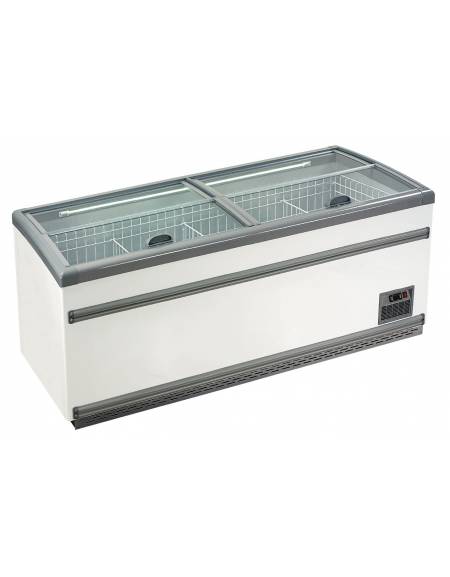 Isola statica con vetro piatto scorrevole e sbrinamento automatico - temp. -21°/- 18°C - Classe D - cm 250x85x87h