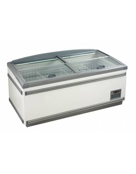 Isola statica con vetro piatto scorrevole e sbrinamento automatico - temp. -21°/- 18°C - Classe D - cm 185x85x79,5h