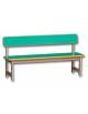 PANCA IN LEGNO MASSELLO CON SPALLIERA PER SCUOLA - CM 130X31X36/55H