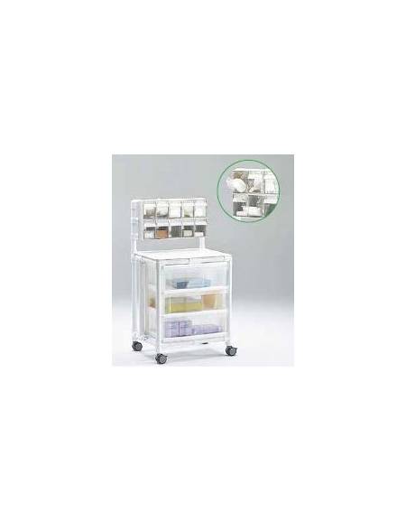 Carrello emergenza amagnetico, colore  giallo, 5 cassetti con ruote amagnetiche, senza sistema di blocco - cm 77,5x71x92h