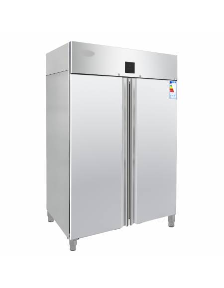 Armadio congelatore inox AISI 304 - GN 2/1 - 2 porte - 1300 litri - capacità di esercizio -22°C/-17°C - mm 1314×845×2130h