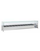 Vetrina refrigerata per banco pizza con castello vetro dritti - capacità n.11 bacinelle GN 1/4 - cm 220x33,5x44h