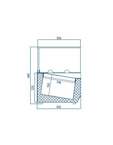 Vetrina refrigerata per banco pizza - capacità n.11 bacinelle GN 1/4 - cm 220x33.5x42.5h