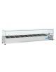 Vetrina refrigerata per banco pizza con castello vetro dritti - capacità n.10 bacinelle GN 1/4 - cm 200x33,5x44h