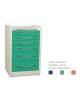 Cassettiera per piani di lavoro ospedaliero a 6 cassetti di altezza diversa - colore a scelta -  Lunghezza cm 49