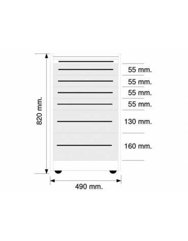 Cassettiera S10 per piani di lavoro ospedaliero - colore a scelta -  cm 52x43.5x81h