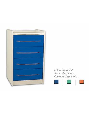 Cassettiera S1 per piani di lavoro ospedaliero - colore azzurro -  cm 52x43.5x81h