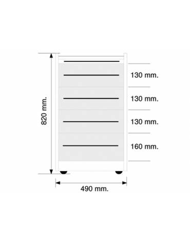 Cassettiera S1 per piani di lavoro ospedaliero - colore azzurro -  cm 52x43.5x81h