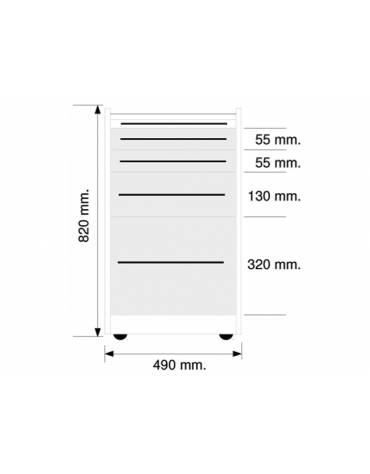 Cassettiera S1 per piani di lavoro ospedaliero - colore a scelta -  cm 52x43.5x81h