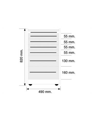 Cassettiera S9 per piani di lavoro ospedaliero - cm 52x43.5x81h