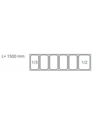 Vetrina refrigerata statica in acciaio inox e vetro - bacinelle GN1/3 -  mm 1500x395x435h