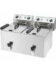 Friggitrice elettrica da banco con rubinetti in acciaio inox - 2 vasche da Lt 8 + 8 - Capacita' vasche Lt 10+10 - MONOFASE