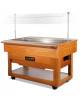 CARRELLO REFRIGERATO IN LEGNO COLORE NOCE CHIARO CON APERTURA CUPOLA ELETTRICA - CM 140x107X145H