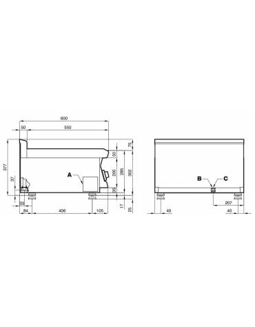 Cuocipasta a gas da banco appoggio da Lt 13 - cm 40x60x28h