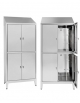 Armadio Spogliatoio inox AISI 430 Quattro Posti con ante sovrapposte , divisorio sporto/pulito e tetto inclinato - cm 95x50x215h