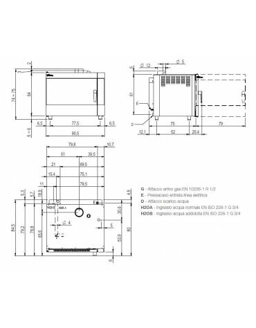 Forno a gas ventilato a convezione gastronomia 5 Teglie GN 1/1