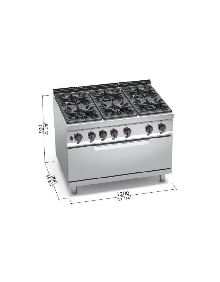 Cucina elettrica 6 Fuochi/Piastre CI Modello RisCu027 Potenza 15,6 kW  Bruciatori 2 x 2