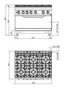 Cucina a gas 6 fuochi ALTA POTENZA con forno a gas MAXI - cm 120x90x85/90h