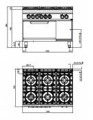 Cucina 6 Fuochi a gas MEDIA POTENZA con forno a gas GN 2/1 - cm 120x90x85/90h