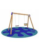 Altalena in legno da giardino per bambini 2 posti - N° 1 Sedile piano e N° 1 Sedile in gabbia - cm 155x345x225 h