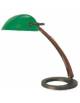 Lampada da tavolo in metallo spazzolato con inserti laterali in legno. Lampada a fluorescenza a basso consumo 230V - 20W.