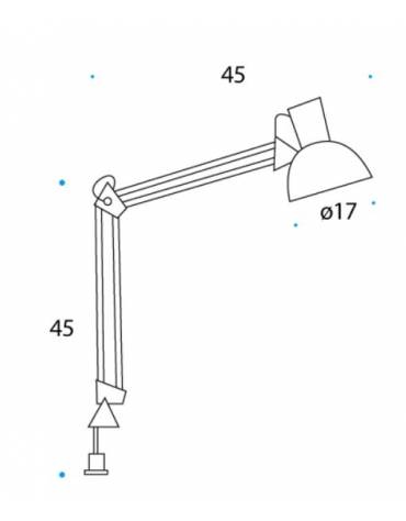 Lampada da tavolo in metallo laccato e molle di sostegno. Completa di lampada a fluorescenza a basso  consumo 230V - 20W