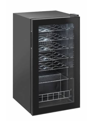 Vetrina refrigerata bassa per vino - capacità 28 bottiglie - refrigerazione Roll-Bond con ventilatore +4° +18°C - cm 43x47,3x83h