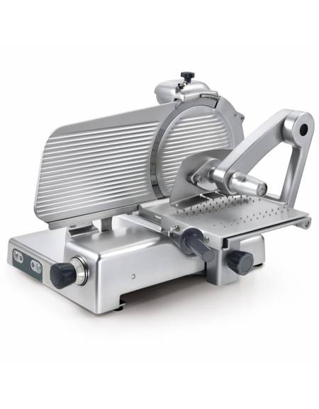 Affettatrice verticale  per salumi professionale lama diametro cm 38,5 - Corsa carrello cm 37 - Monofase o Trifase -mm 770x730x6