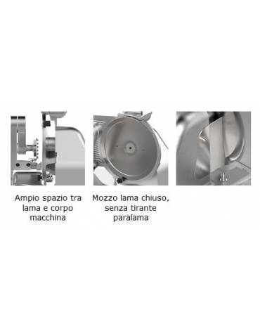 Affettatrice verticale  per salumi professionale lama diametro cm 38,5 - Corsa carrello cm 37 - Monofase o Trifase -mm 770x730x6