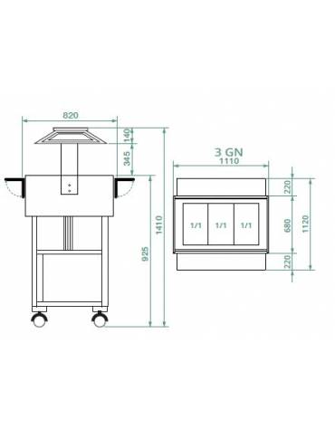 Carrello refrigerato in legno - 3xGN1/1 - colore laccato bianco - temp. +2° +10°C - cm 111x112x141h
