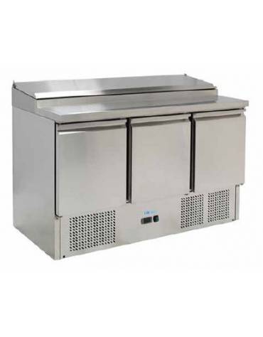 Tavolo saladette refrigerato con sovrastruttura portacondimenti da cm 137x70x101h