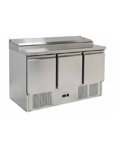 Tavolo saladette refrigerato con sovrastruttura portacondimenti da cm 137x70x101h