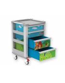 Carrello pediatrico con 2 cassetti medium e 2 large - cm 44x48x43,8h