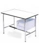 SCRIVANIA IN ALLUMINIO PER STUDIO MEDICO CON 2 CASSETTI LATERALI STRUTTURA CROMATA - - CM 120x70x76H