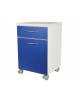 COMODINO IN LEGNO CON RUOTE , CASSETTO ED ANTA COLORE BLU - CM 45x40x75h