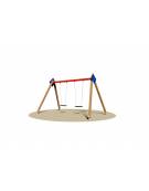 Altalena in legno per parco giochi 2 posti (sedili piani) - Da interrare o filo pavimento - dimensioni cm 380x235x240h