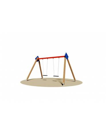 Altalena in legno per parco giochi 2 posti (sedili piani) - Da interrare o filo pavimento - dimensioni cm 380x235x240h