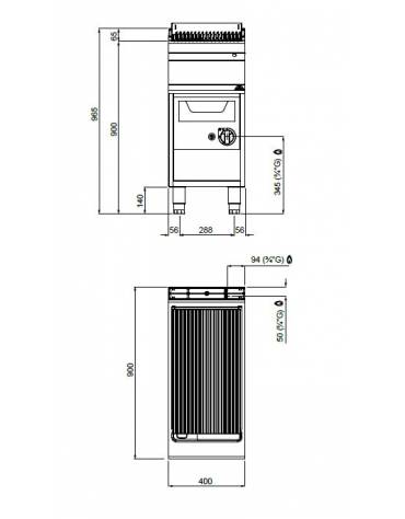 Griglia ad acqua a gas su armadio aperto cm 70x70x85h