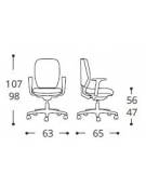 Sedia operativa con braccioli  e base cromato - alzata a gas - schienale regolabile cm 60x66x104/117h