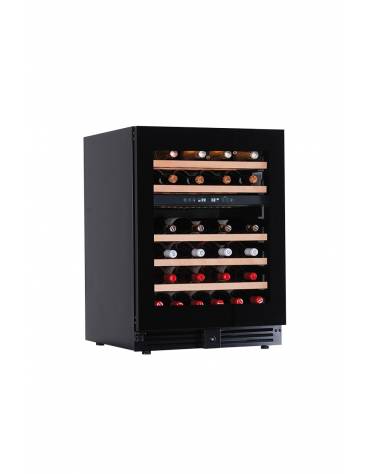 Vetrina per vini ventilata - 1 porta - N° 46 Bottiglie vino  - doppia temperatura +2°C+12°C / +12°C +20°C - cm 59,5x57,3x82h