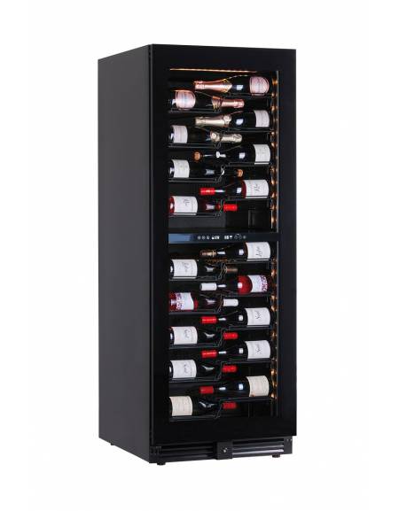Vetrina per vini ventilata - 1 porta - N° 108 Bottiglie vino - doppia temperatura +2°C+12°C / +12°C +20°C - cm 59,5x70x160,4h