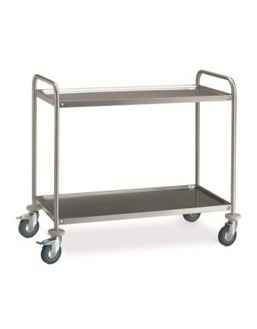 Carrello inox con piani a vasca