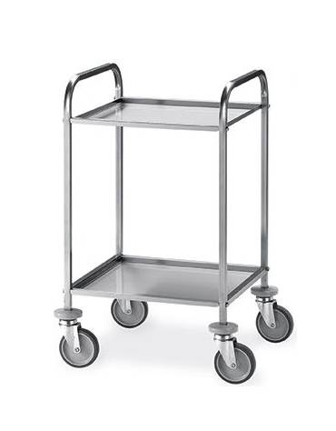 Carrello inox AISI 304 con 2 Piani stampati asportabili da cm 47x44  - Portata Kg 60 - cm 58x51x91h