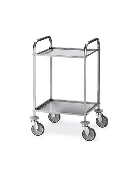 Carrello inox AISI 304 con 2 Piani stampati asportabili da cm 47x44  - Portata Kg 60 - cm 58x51x91h