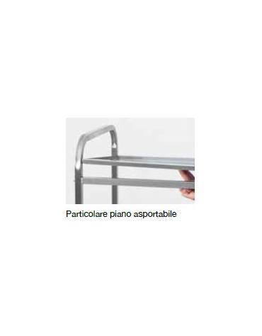 Carrello inox AISI 304 con 2 Piani stampati asportabili da cm 47x44  - Portata Kg 60 - cm 58x51x91h